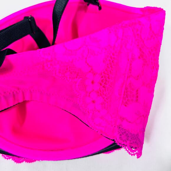 La Senza Bra Lot 2 Size 34DD Pink Black Padded Sheer Underwire Push Up Lace New - Picture 14 of 16